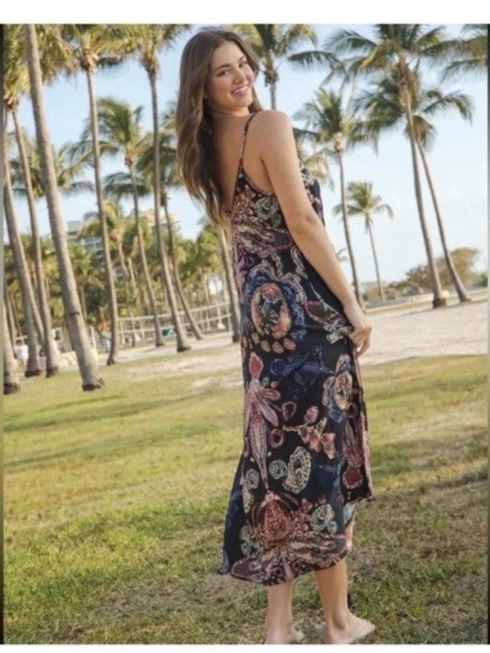 Natural Life Floral Maxi Dress in Black & Pink Size XL - Picture 6 of 6